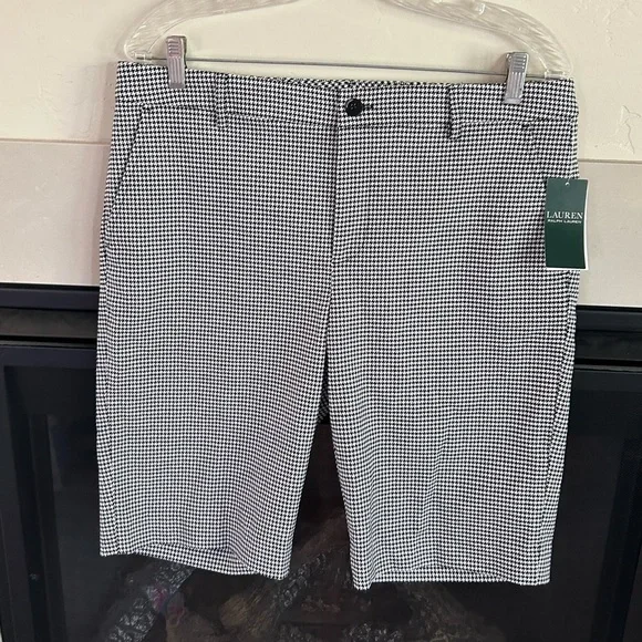 Lauren Ralph Lauren Stretch Knit Bermuda Shorts 10 black herringbone golf NWT - Picture 10 of 10